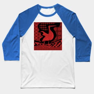agami heron bird in ecopop talavera pattern wallpaper art in red Baseball T-Shirt